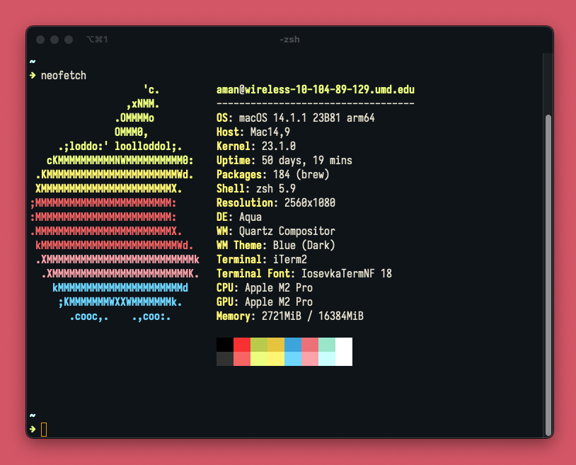 Screenshot of neofetch on my terminal