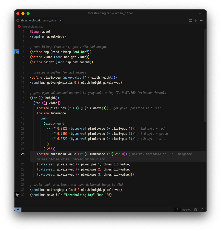 Thresholding code